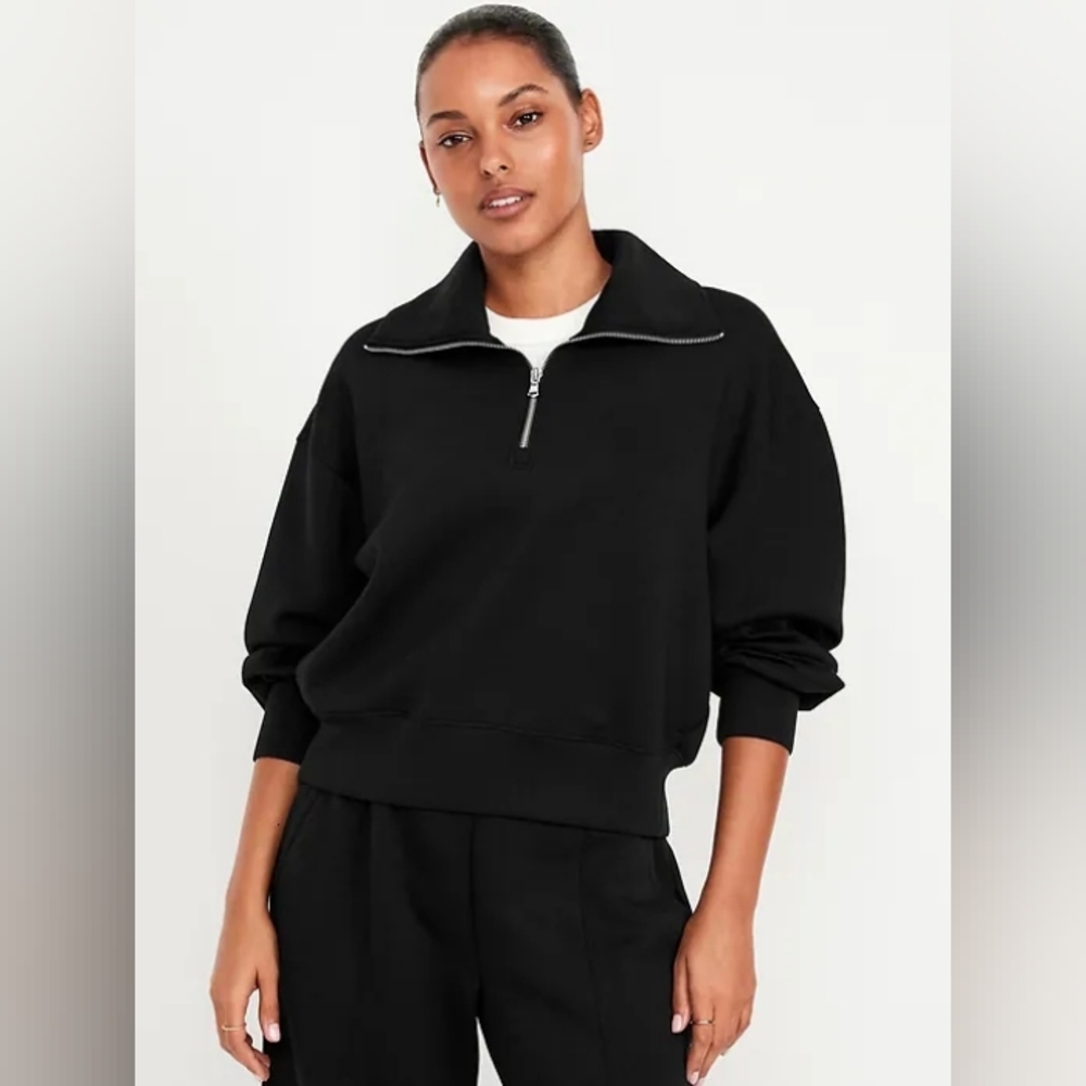 Old Navy Bounce Fleece Half-Zip Pullover Sweatershirt - Black Jack